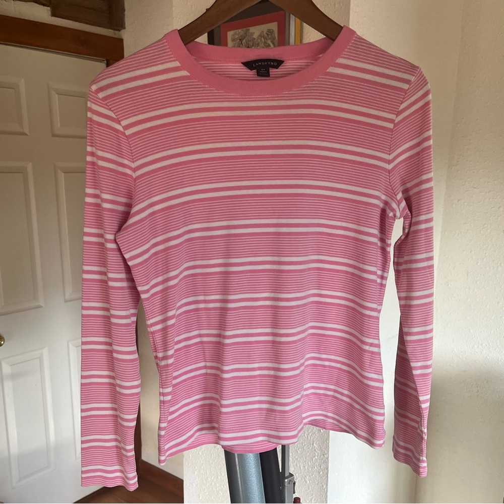 Pink Striped Long Sleeve Top